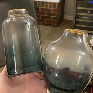 Ombré Blue And Gold Vases - set of two